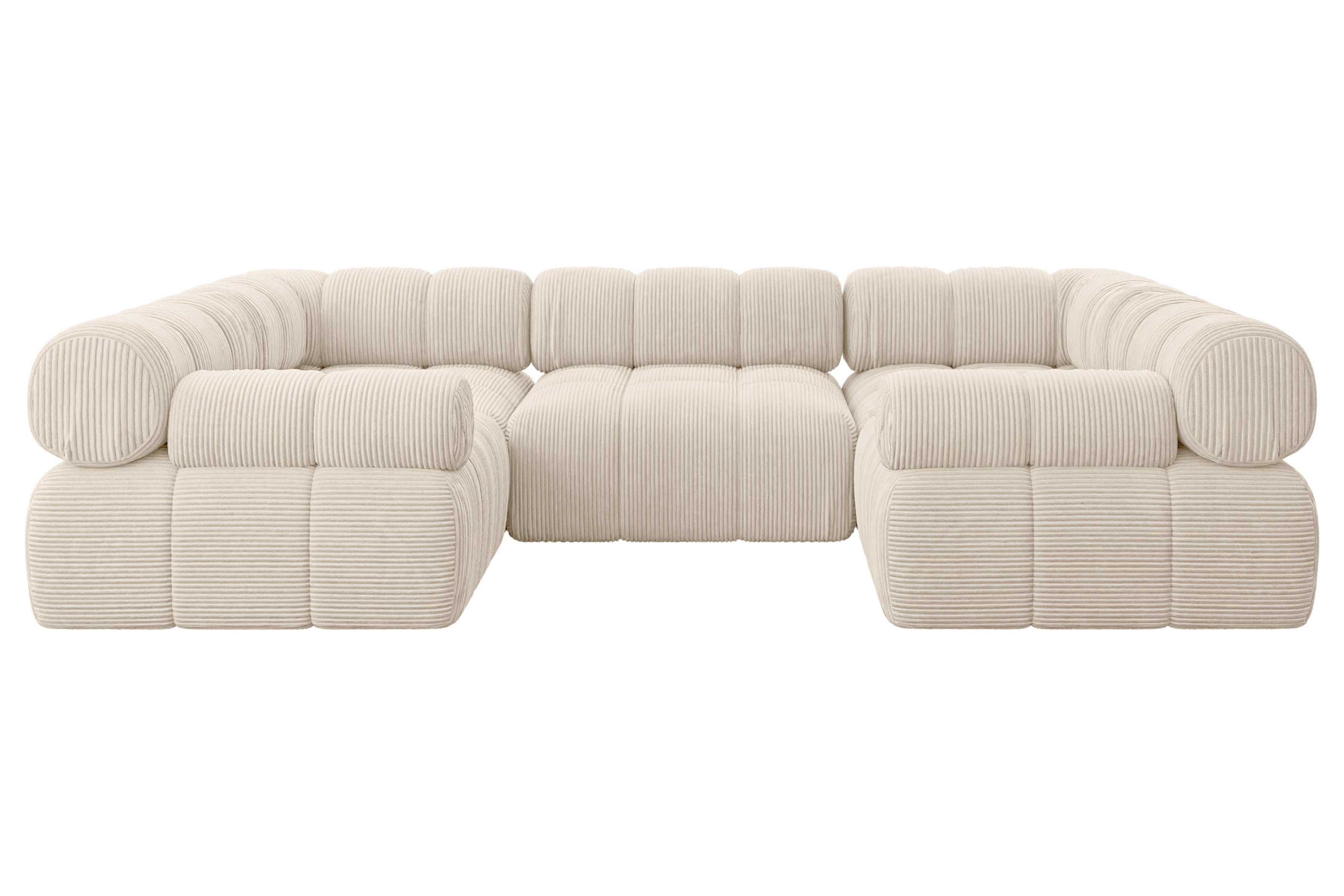 Wohnli Möbelsuche - WOHNLANDSCHAFT modulares Sofa Birno-U1 - 285x190x70 cm Beige Cord