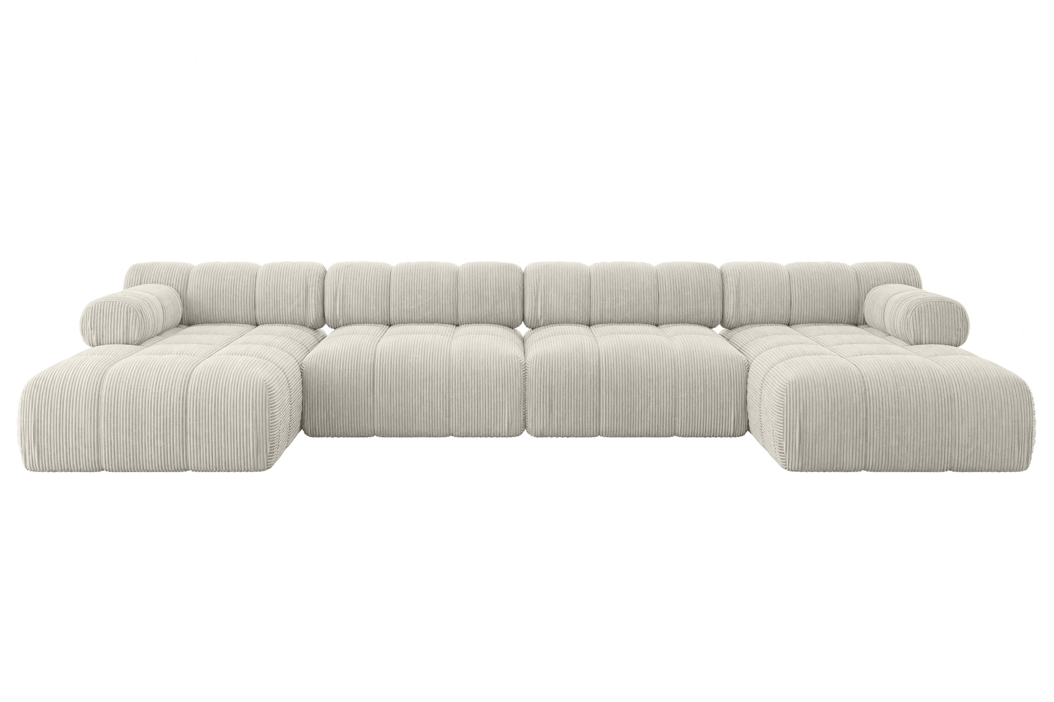 Wohnli Möbelsuche - WOHNLANDSCHAFT modulares Sofa Tesso-U2 - 380x160x70 cm Creme Cord
