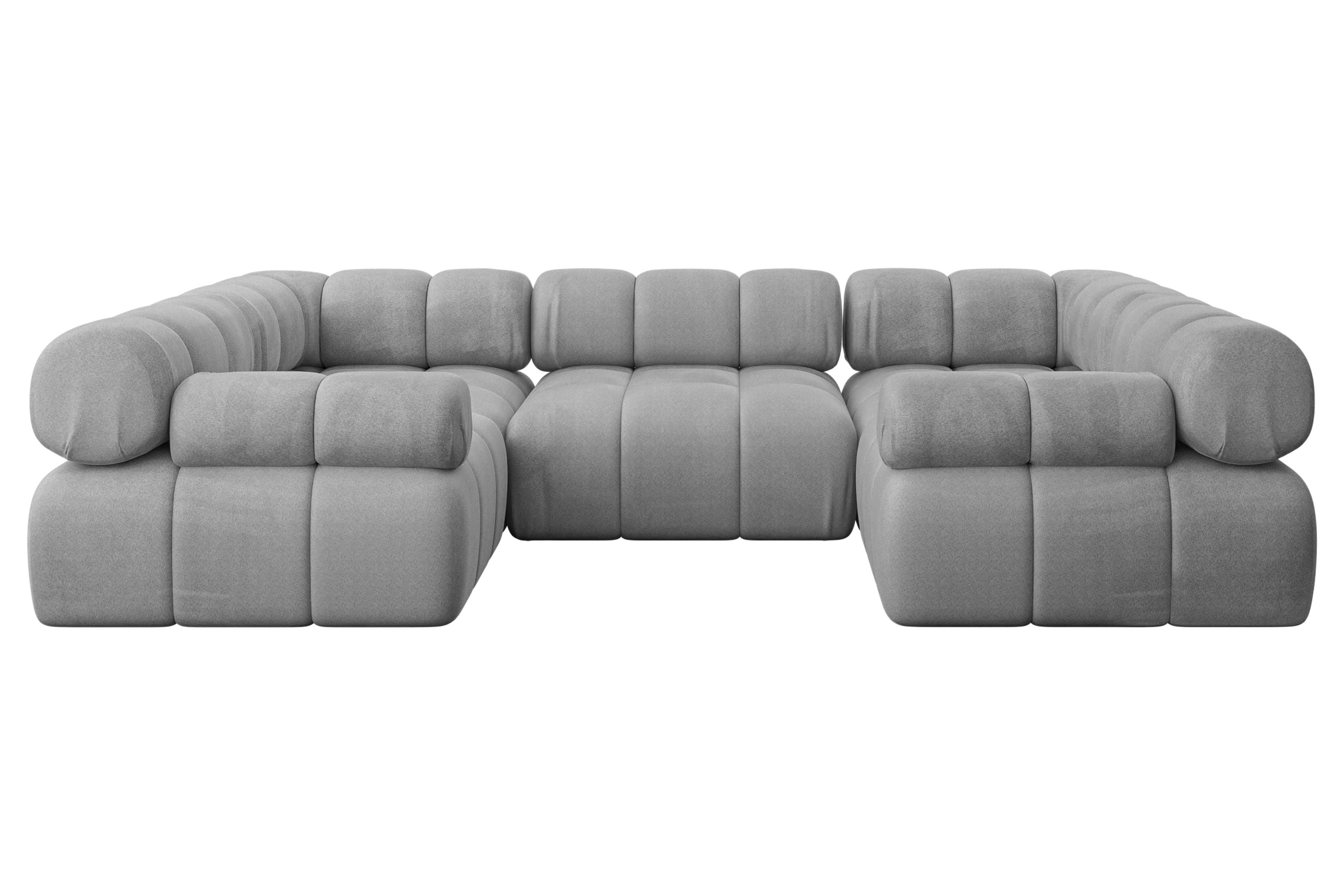Wohnli Möbelsuche - WOHNLANDSCHAFT modulares Sofa Birno-U1 - 285x190x70 cm Hellgrau Velours