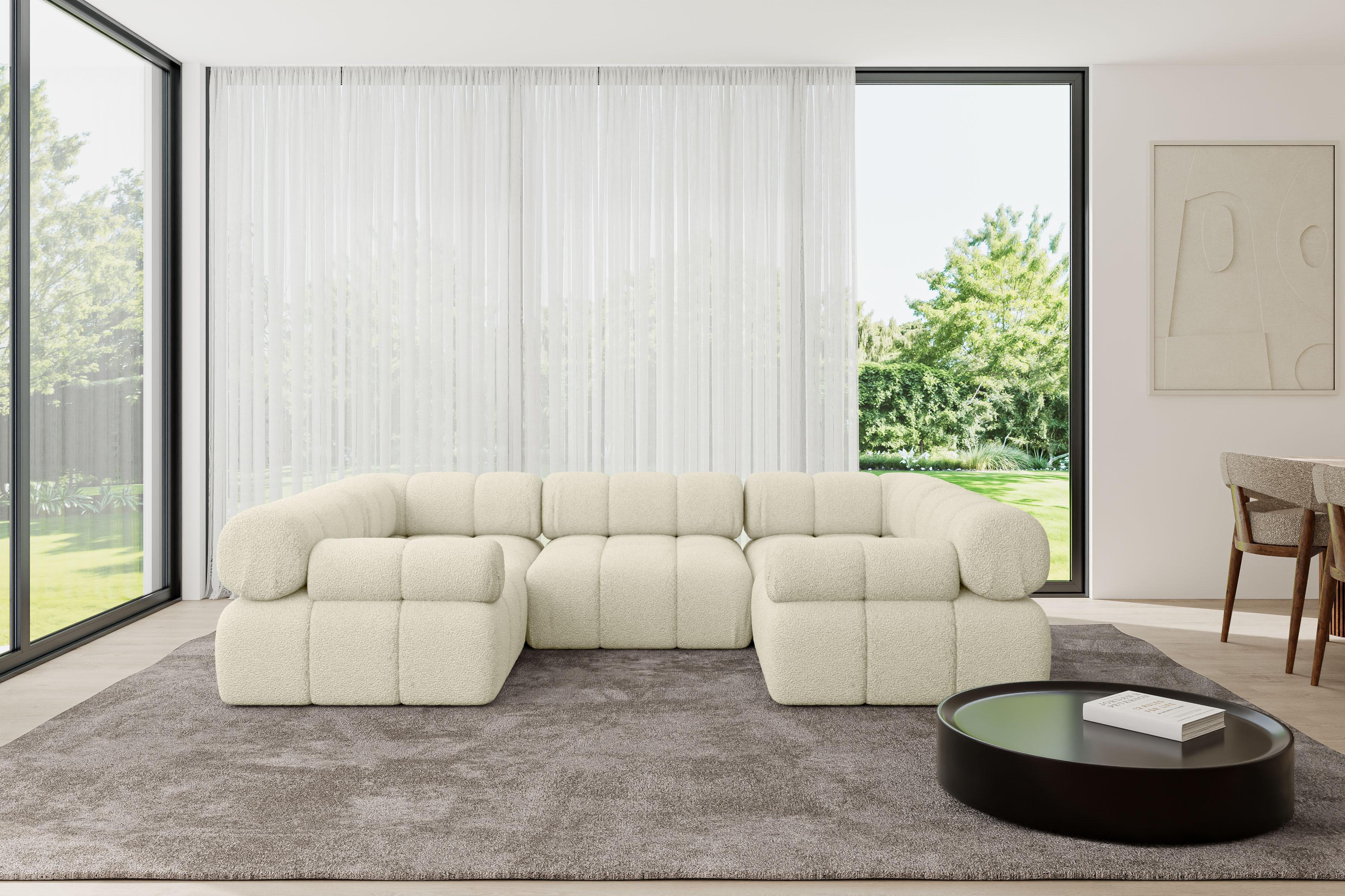 wohnli-moebel-suche-800001327902-1 WOHNLANDSCHAFT modulares Sofa Birno-U1 - 285x190x70 cm Beige Bouclé Textil ALTDECOR Möbel > Sofas & Couches > Wohnlandschaften > Wohnlandschaften U-Form Beige