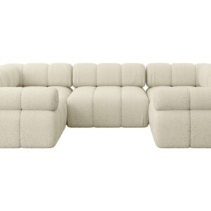 Wohnli Möbelsuche - WOHNLANDSCHAFT modulares Sofa Birno-U1 - 285x190x70 cm Beige Bouclé