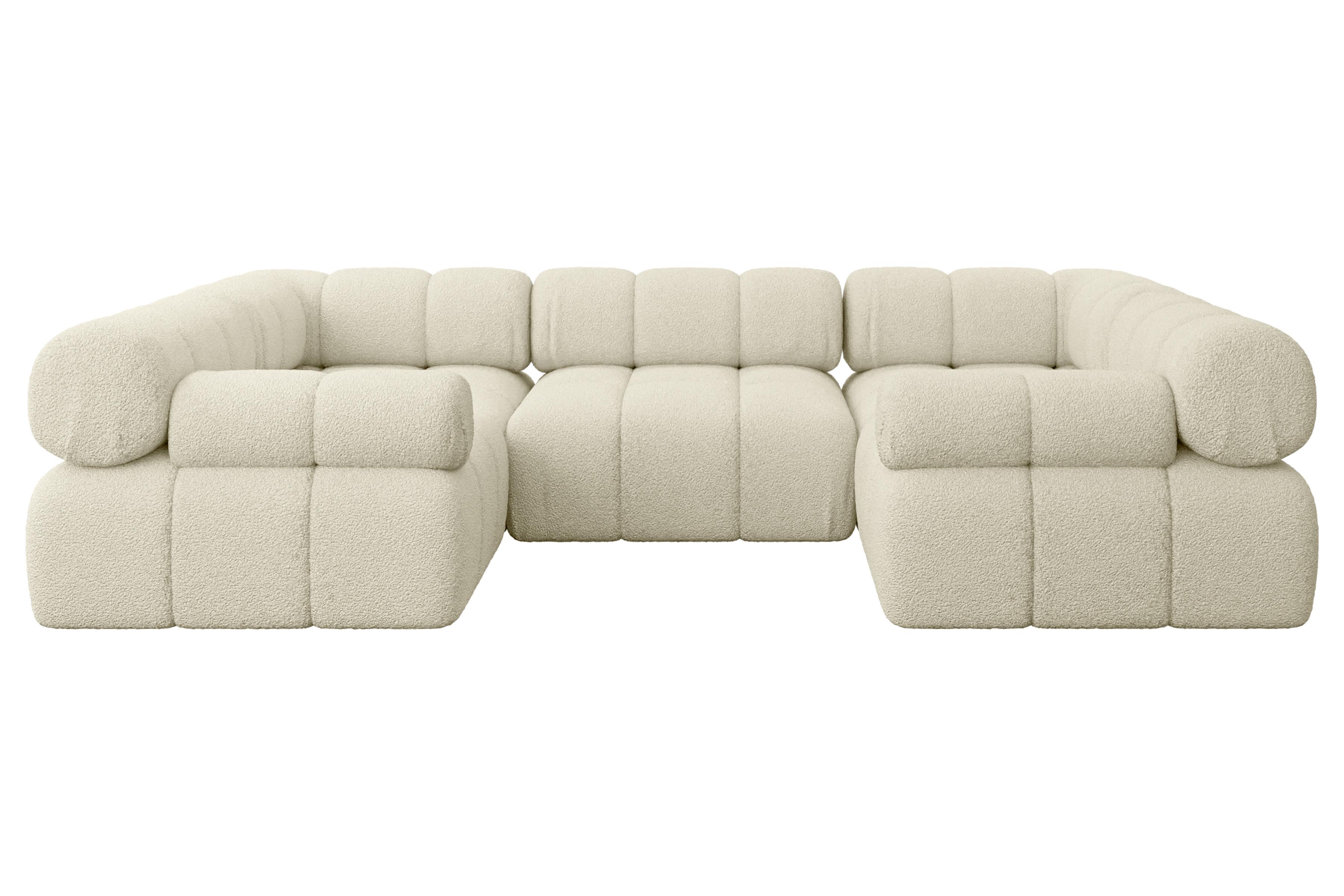 Wohnli Möbelsuche - WOHNLANDSCHAFT modulares Sofa Birno-U1 - 285x190x70 cm Beige Bouclé