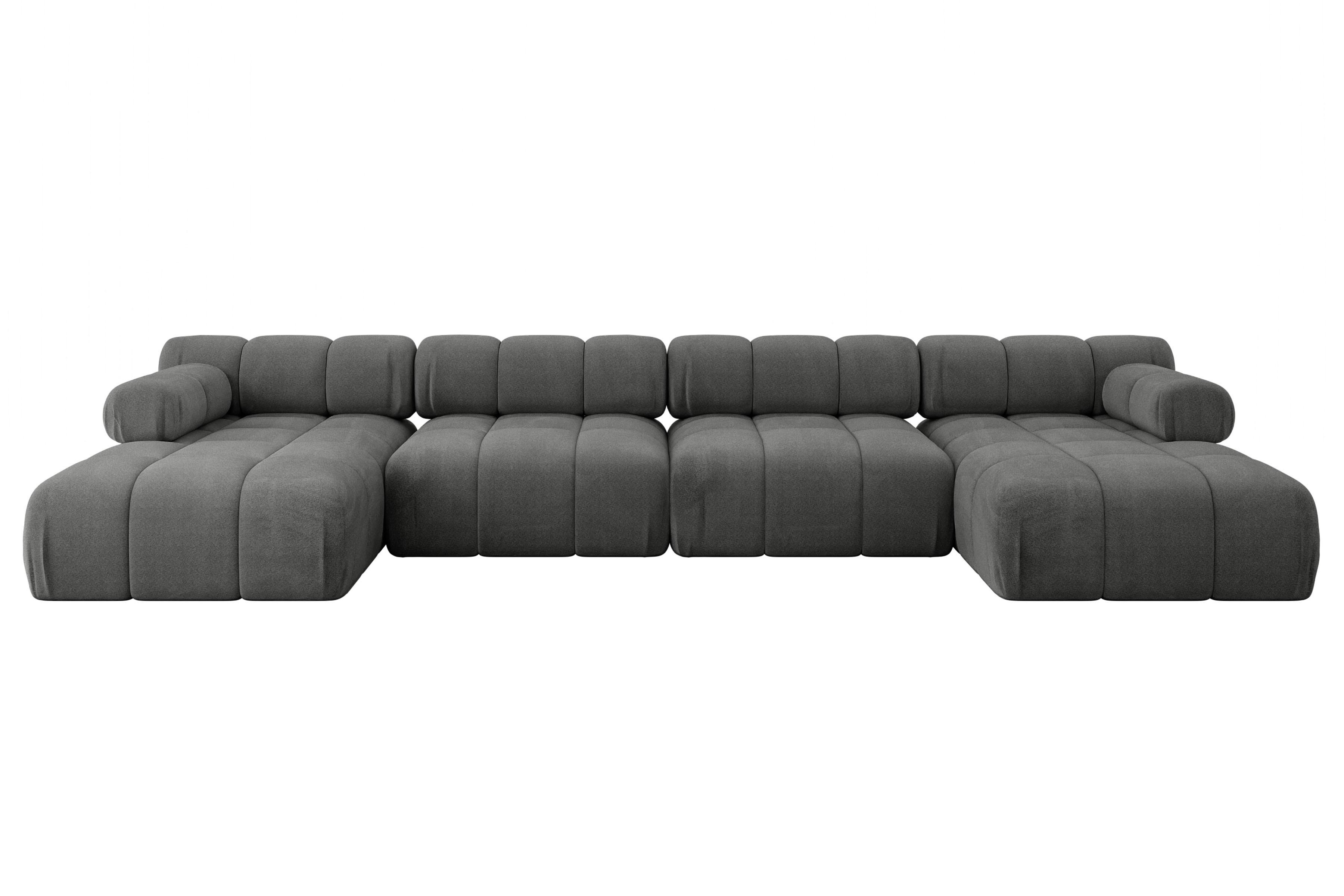 Wohnli Möbelsuche - WOHNLANDSCHAFT modulares Sofa Tesso-U2 - 380x160x70 cm Dunkelgrau Velours
