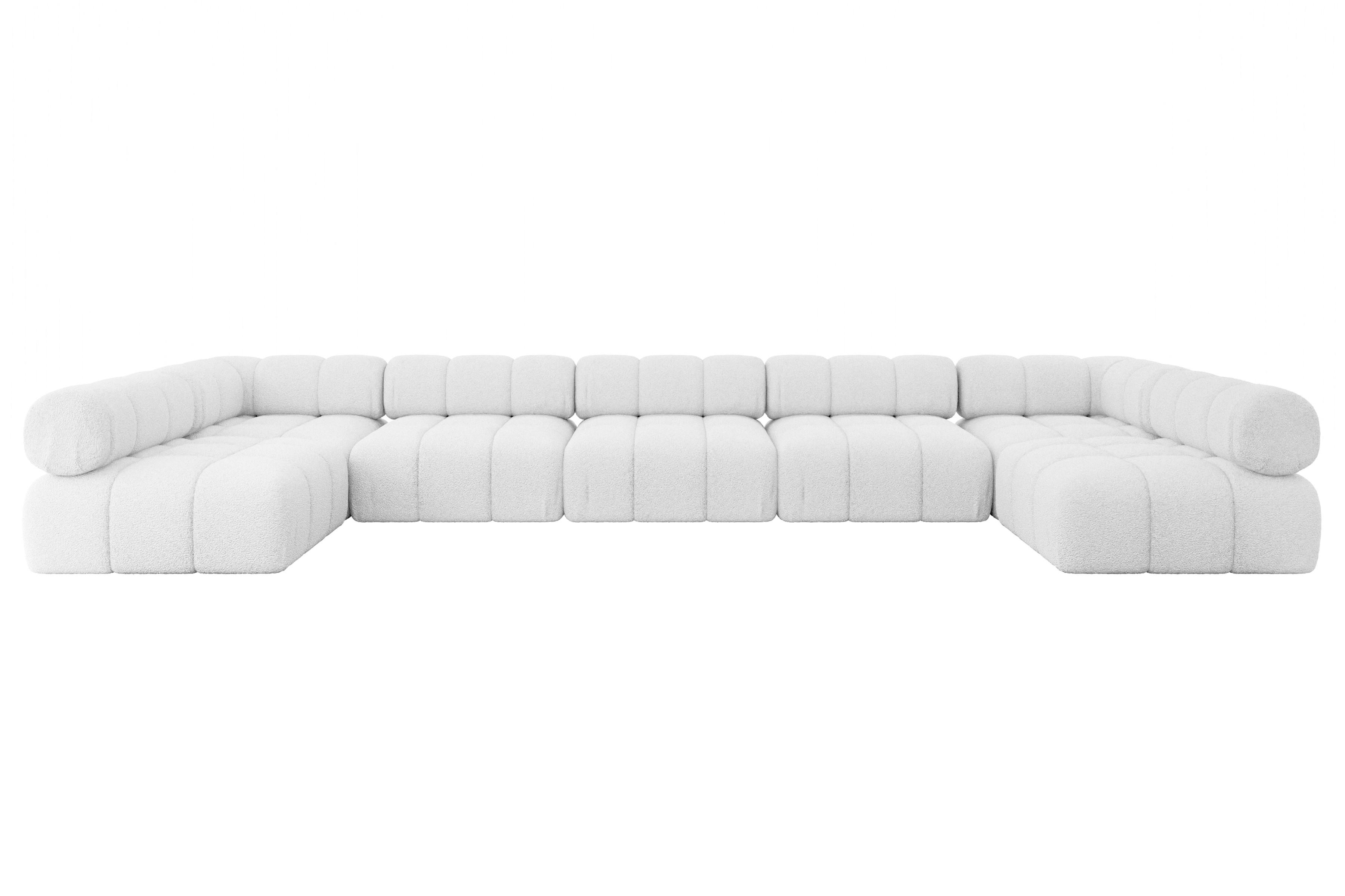 wohnli-moebel-suche-800001327904 Wohnli Möbelsuche - WOHNLANDSCHAFT modulares Sofa Garvo-U3 - 475x190x70 cm Weiß Bouclé