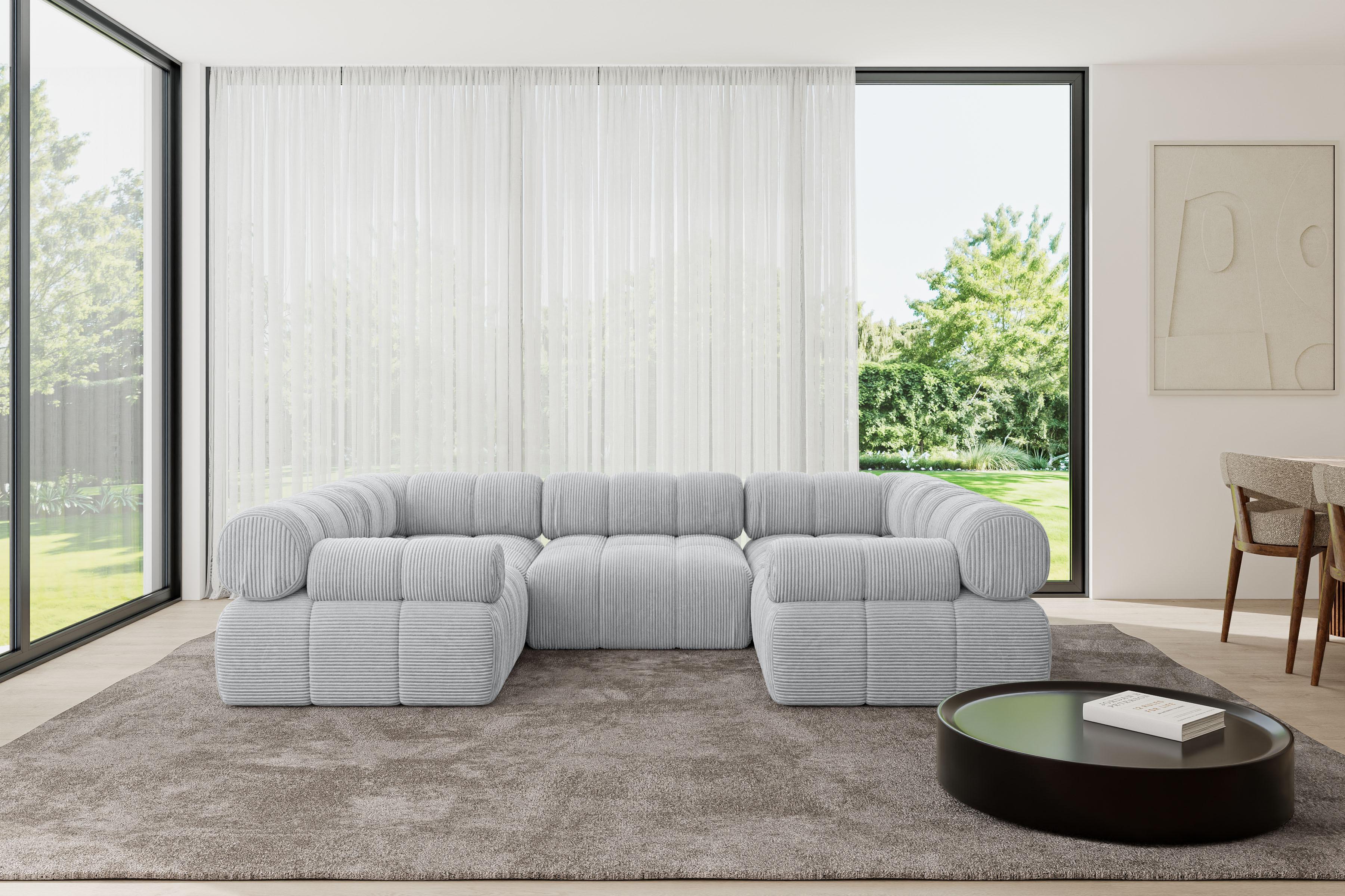wohnli-moebel-suche-800001327905-1 WOHNLANDSCHAFT modulares Sofa Birno-U1 - 285x190x70 cm Grau Cord Textil ALTDECOR Möbel > Sofas & Couches > Wohnlandschaften > Wohnlandschaften U-Form Grau