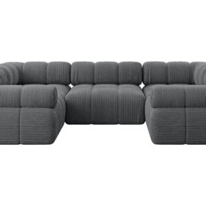 Wohnli Möbelsuche - WOHNLANDSCHAFT modulares Sofa Birno-U1 - 285x190x70 cm Dunkelgrau Cord