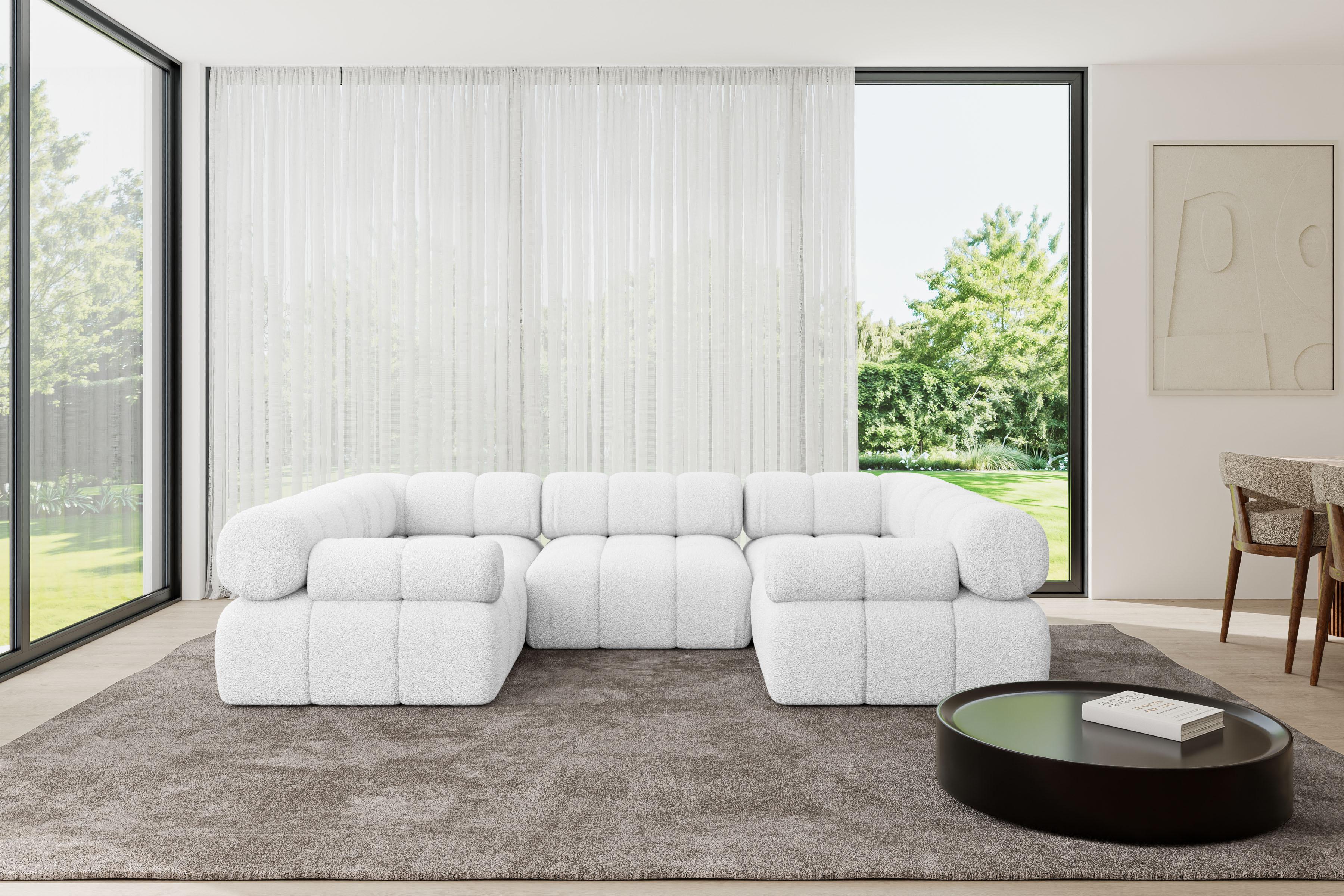 wohnli-moebel-suche-800001327918-1 WOHNLANDSCHAFT modulares Sofa Birno-U1 - 285x190x70 cm Weiß Bouclé Textil ALTDECOR Möbel > Sofas & Couches > Wohnlandschaften > Wohnlandschaften U-Form Weiß