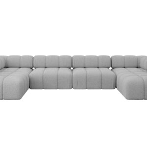 Wohnli Möbelsuche - WOHNLANDSCHAFT modulares Sofa Garvo-U2 - 380x190x70 cm Hellgrau Bouclé