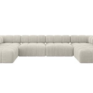 Wohnli Möbelsuche - WOHNLANDSCHAFT modulares Sofa Garvo-U2 - 380x190x70 cm Creme Cord