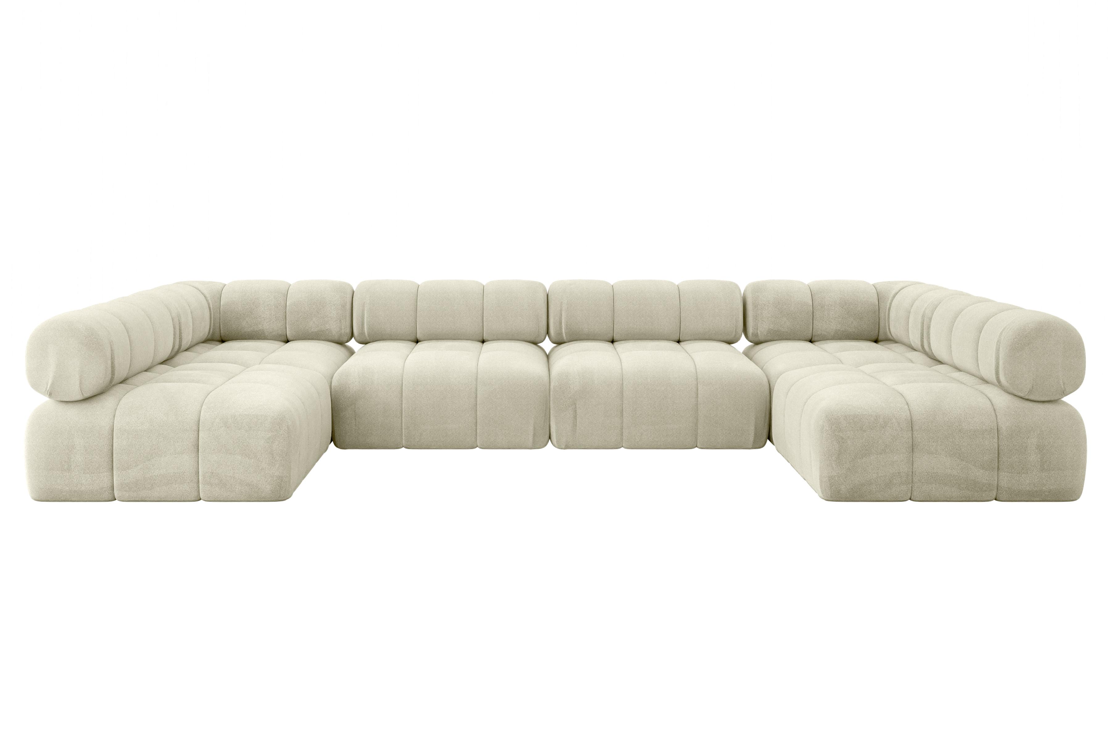 Wohnli Möbelsuche - WOHNLANDSCHAFT modulares Sofa Garvo-U2 - 380x190x70 cm Beige Velours