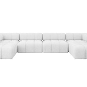 Wohnli Möbelsuche - WOHNLANDSCHAFT modulares Sofa Garvo-U2 - 380x190x70 cm Weiß Bouclé