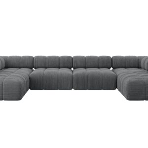 Wohnli Möbelsuche - WOHNLANDSCHAFT modulares Sofa Garvo-U2 - 380x190x70 cm Dunkelgrau Cord