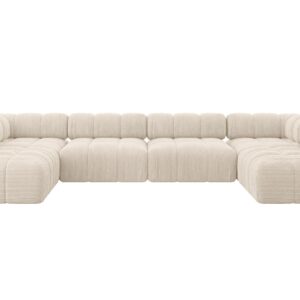 Wohnli Möbelsuche - WOHNLANDSCHAFT modulares Sofa Garvo-U2 - 380x190x70 cm Beige Cord