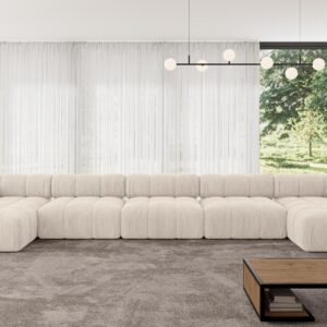wohnli-moebel-suche-800001327990-1 WOHNLANDSCHAFT modulares Sofa Tesso-U3 - 475x160x70 cm Beige Cord Textil ALTDECOR Möbel > Sofas & Couches > Wohnlandschaften > Wohnlandschaften U-Form Beige
