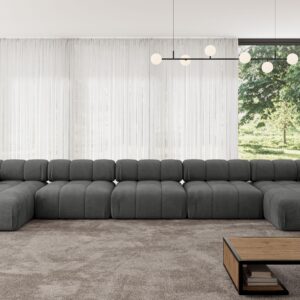 WOHNLANDSCHAFT modulares Sofa Tesso-U3 - 475x160x70 cm Dunkelgrau Velours Textil ALTDECOR Möbel > Sofas & Couches > Wohnlandschaften > Wohnlandschaften U-Form Grau