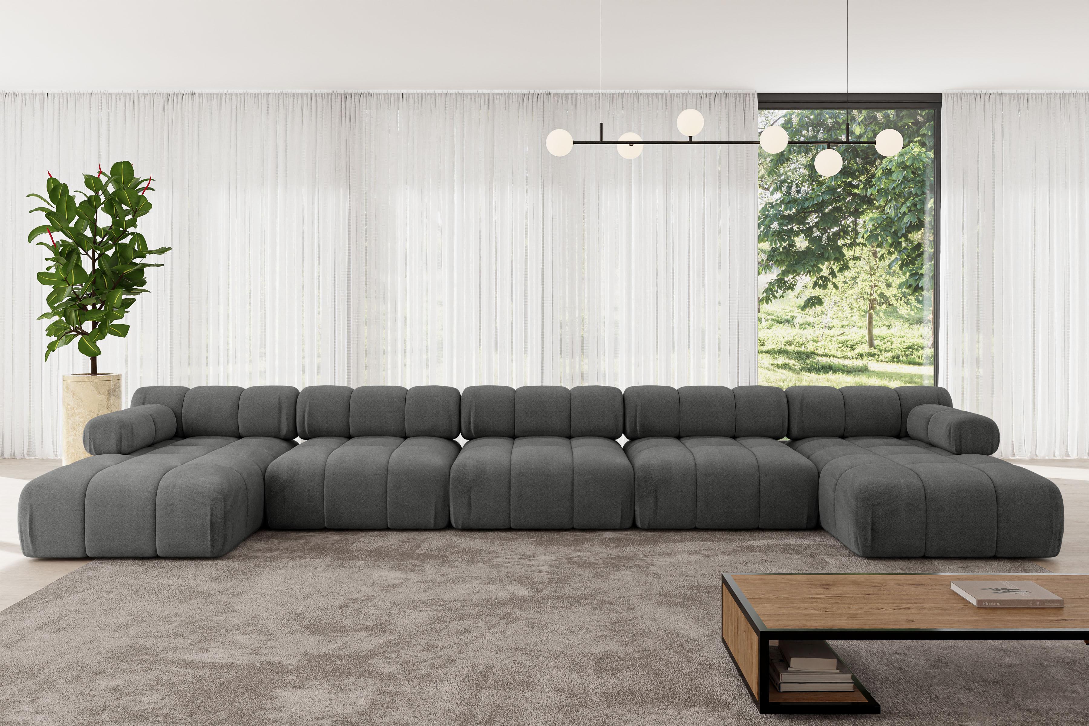 WOHNLANDSCHAFT modulares Sofa Tesso-U3 - 475x160x70 cm Dunkelgrau Velours Textil ALTDECOR Möbel > Sofas & Couches > Wohnlandschaften > Wohnlandschaften U-Form Grau