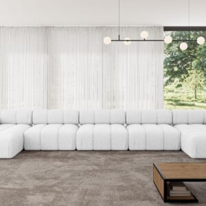 wohnli-moebel-suche-800001328000-1 WOHNLANDSCHAFT modulares Sofa Tesso-U3 - 475x160x70 cm Weiß Bouclé Textil ALTDECOR Möbel > Sofas & Couches > Wohnlandschaften > Wohnlandschaften U-Form Weiß