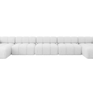 Wohnli Möbelsuche - WOHNLANDSCHAFT modulares Sofa Tesso-U3 - 475x160x70 cm Weiß Bouclé