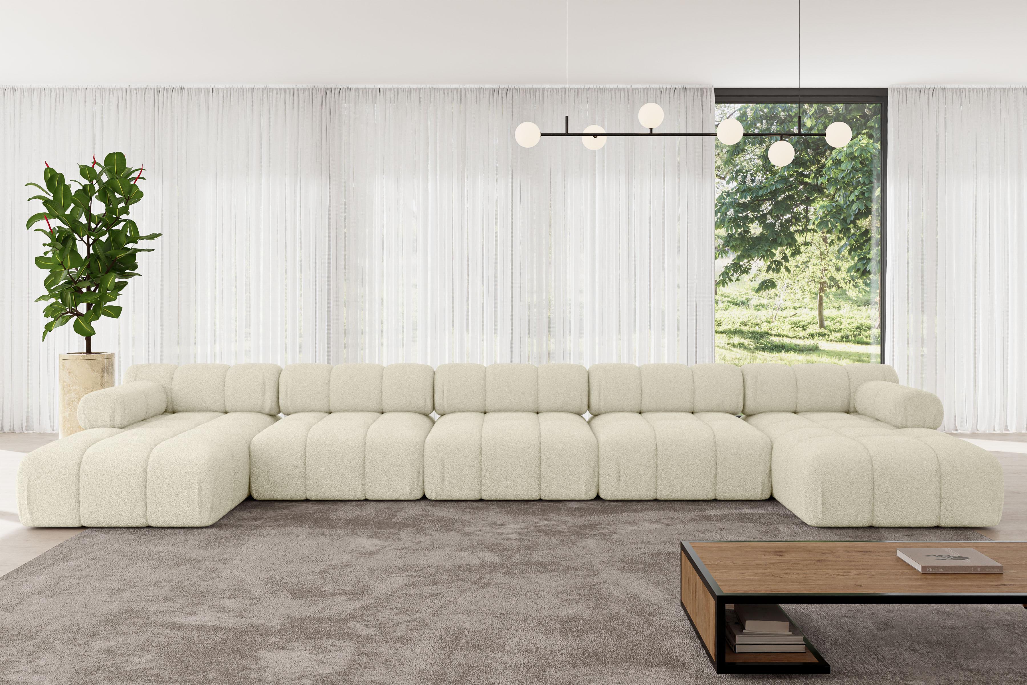 WOHNLANDSCHAFT modulares Sofa Tesso-U3 - 475x160x70 cm Beige Bouclé Textil ALTDECOR Möbel > Sofas & Couches > Wohnlandschaften > Wohnlandschaften U-Form Beige