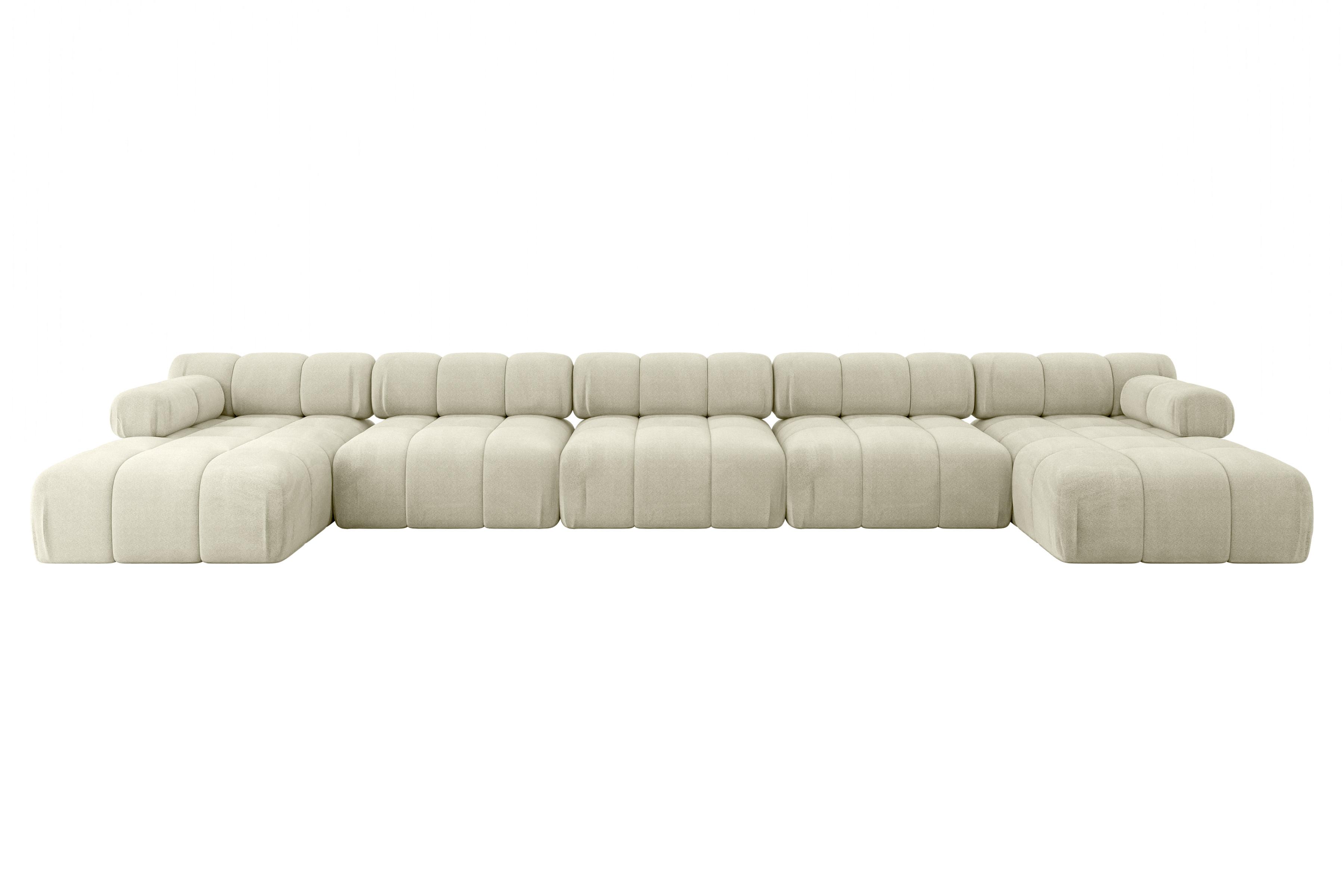 Wohnli Möbelsuche - WOHNLANDSCHAFT modulares Sofa Tesso-U3 - 475x160x70 cm Beige Velours