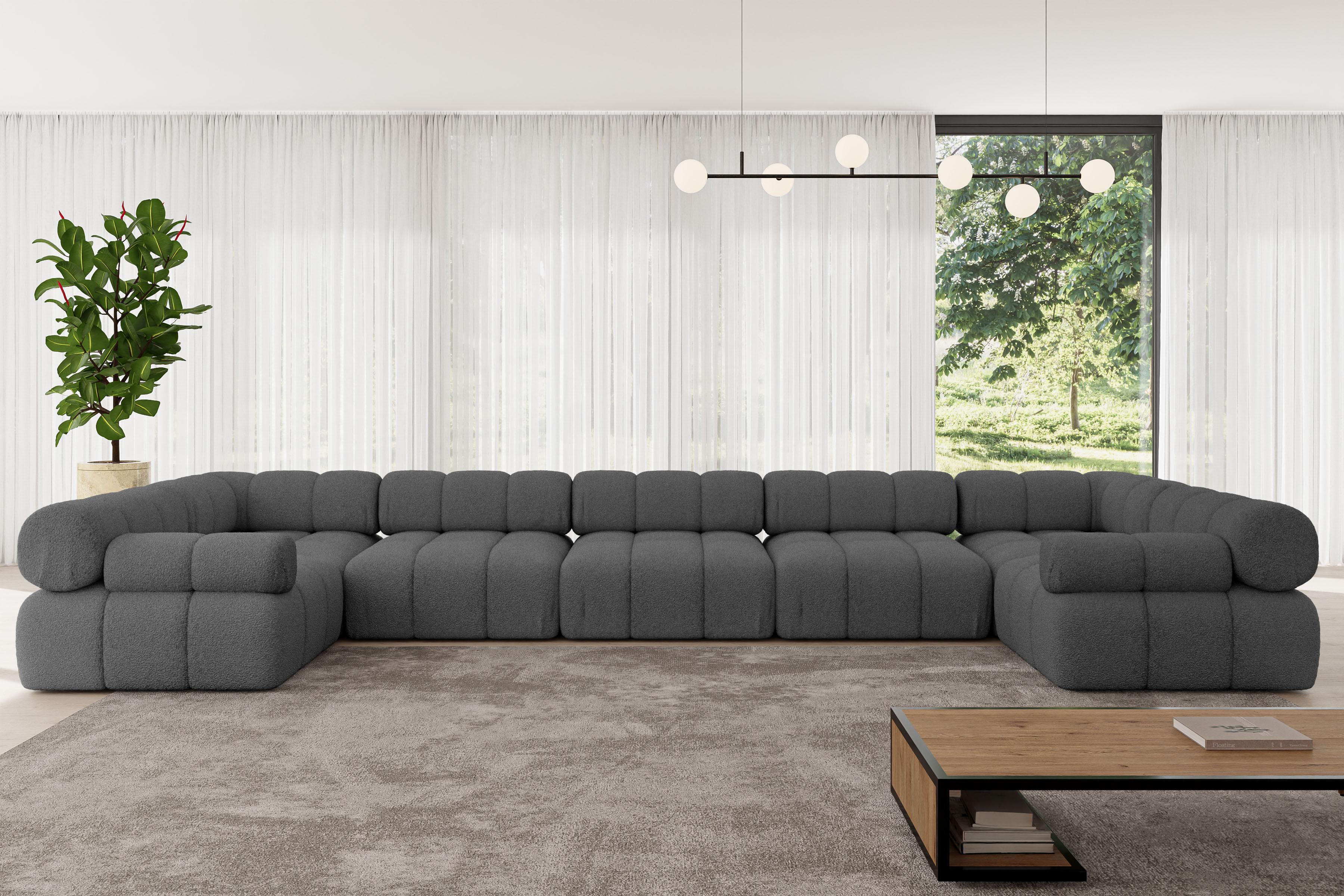 wohnli-moebel-suche-800001328018-1 WOHNLANDSCHAFT modulares Sofa Birno-U3 - 475x190x70 cm Grau Bouclé Textil ALTDECOR Möbel > Sofas & Couches > Wohnlandschaften > Wohnlandschaften U-Form Grau