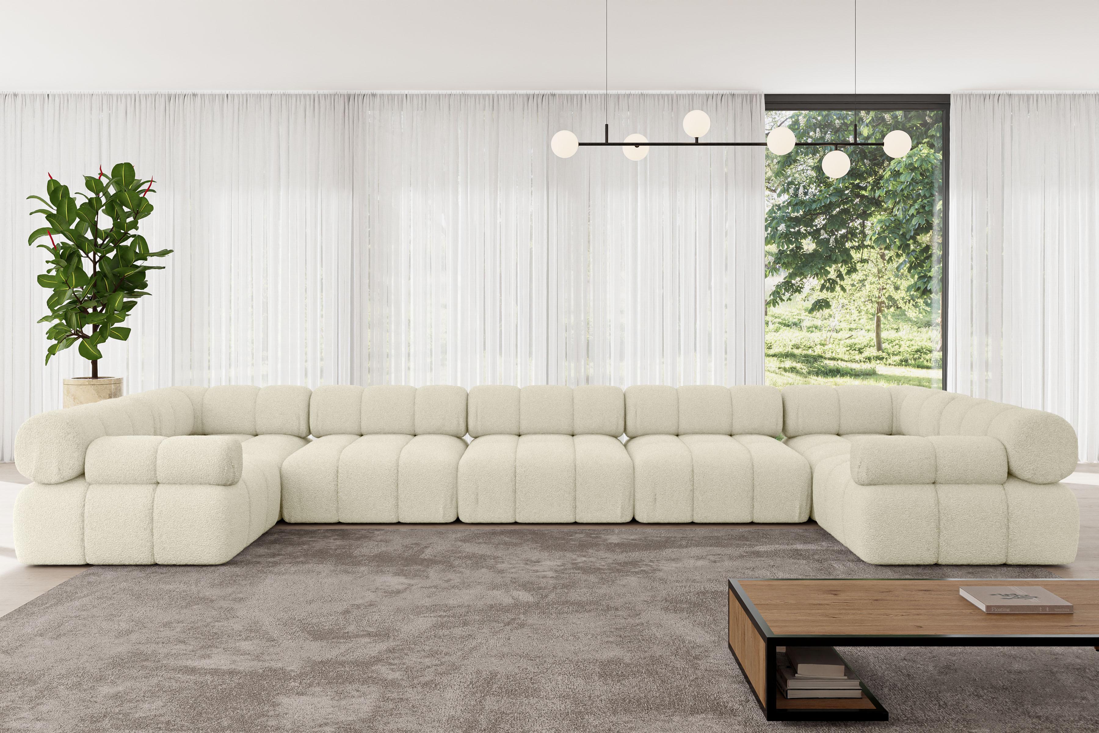 WOHNLANDSCHAFT modulares Sofa Birno-U3 - 475x190x70 cm Beige Bouclé Textil ALTDECOR Möbel > Sofas & Couches > Wohnlandschaften > Wohnlandschaften U-Form Beige
