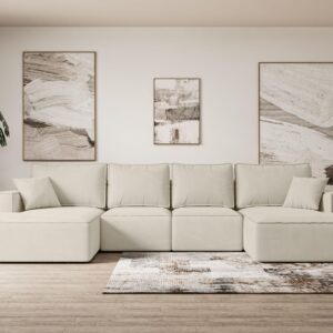 wohnli-moebel-suche-800001328023-1 WOHNLANDSCHAFT mit Schlaffunktion und Bettkasten SIERRA-U-S - 349x161x87 cm Beige Velours Textil ALTDECOR Möbel > Sofas & Couches > Wohnlandschaften > Wohnlandschaften U-Form Beige