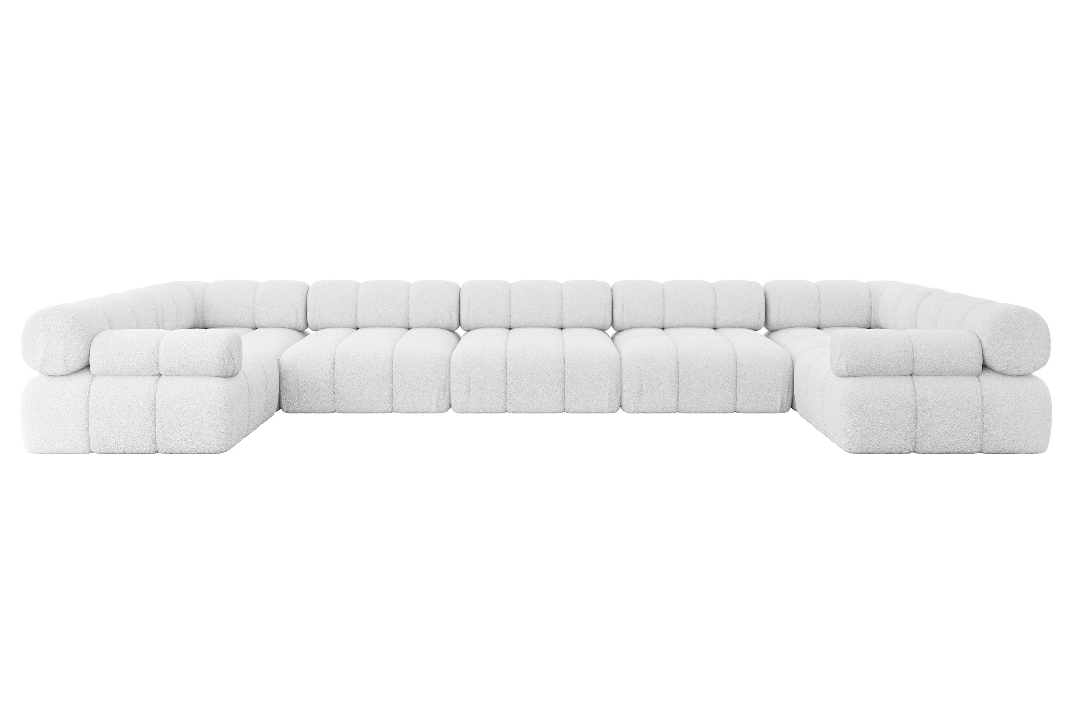 Wohnli Möbelsuche - WOHNLANDSCHAFT modulares Sofa Birno-U3 - 475x190x70 cm Weiß Bouclé