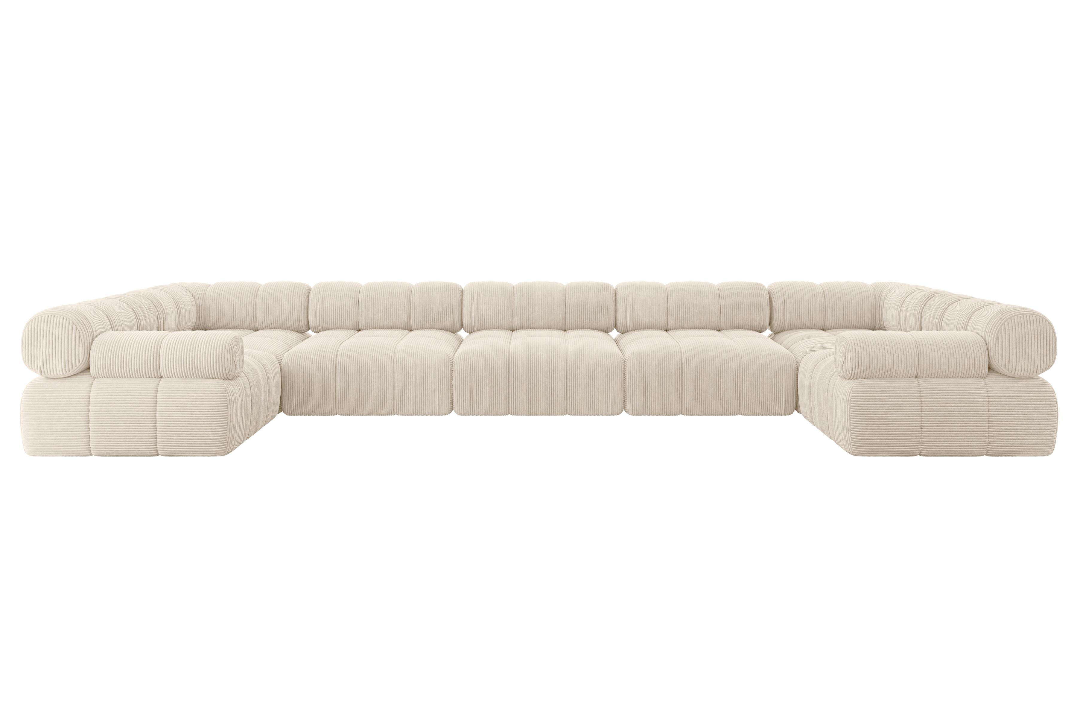 Wohnli Möbelsuche - WOHNLANDSCHAFT modulares Sofa Birno-U3 - 475x190x70 cm Beige Cord