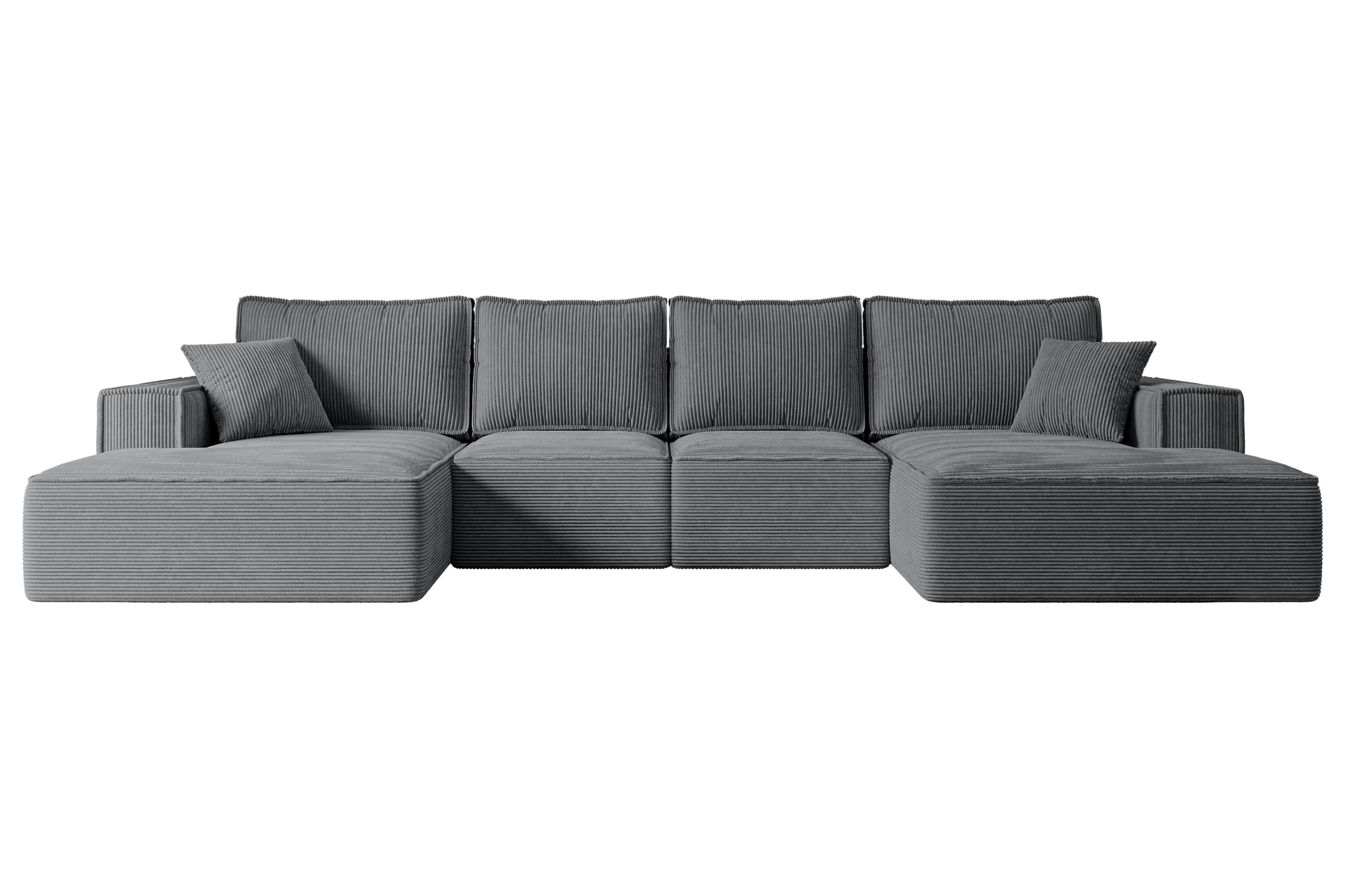 wohnli-moebel-suche-800001328056 Wohnli Möbelsuche - WOHNLANDSCHAFT mit Schlaffunktion und Bettkasten SIERRA-U-S - 349x161x87 cm Duneklgrau Cord
