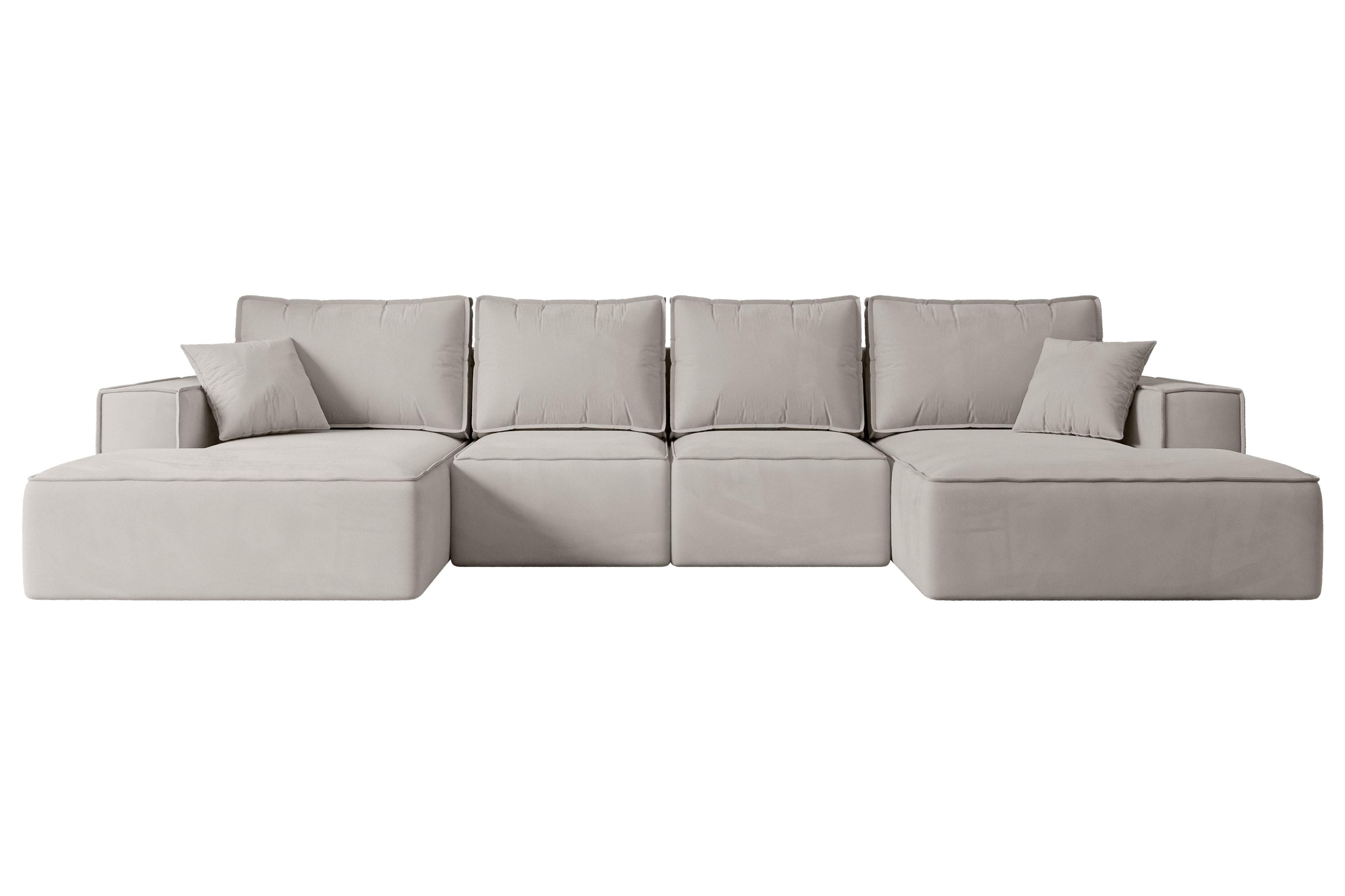 wohnli-moebel-suche-800001328057 Wohnli Möbelsuche - WOHNLANDSCHAFT mit Schlaffunktion und Bettkasten SIERRA-U-S - 349x161x87 cm Hellbraun Velours