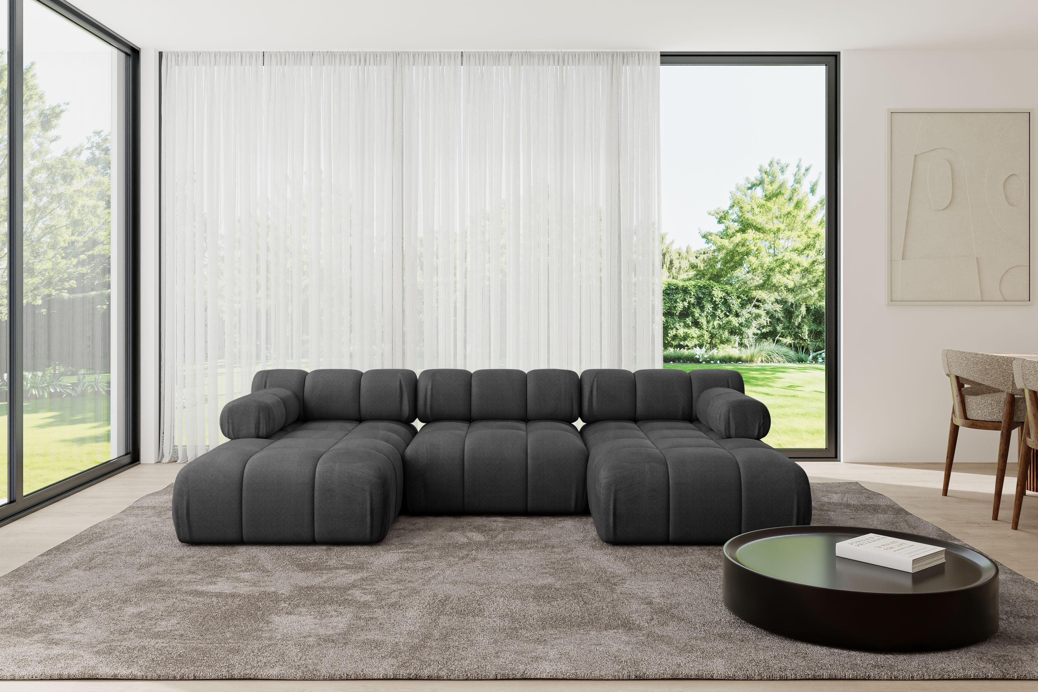wohnli-moebel-suche-800001328093-1 WOHNLANDSCHAFT modulares Sofa Tesso-U1 - 285x160x70 cm Schwarz Velours Textil ALTDECOR Möbel > Sofas & Couches > Wohnlandschaften > Wohnlandschaften U-Form Schwarz