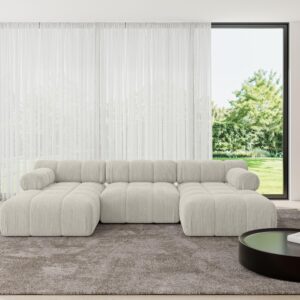wohnli-moebel-suche-800001328095-1 WOHNLANDSCHAFT modulares Sofa Tesso-U1 - 285x160x70 cm Creme Cord Textil ALTDECOR Möbel > Sofas & Couches > Wohnlandschaften > Wohnlandschaften U-Form Weiß