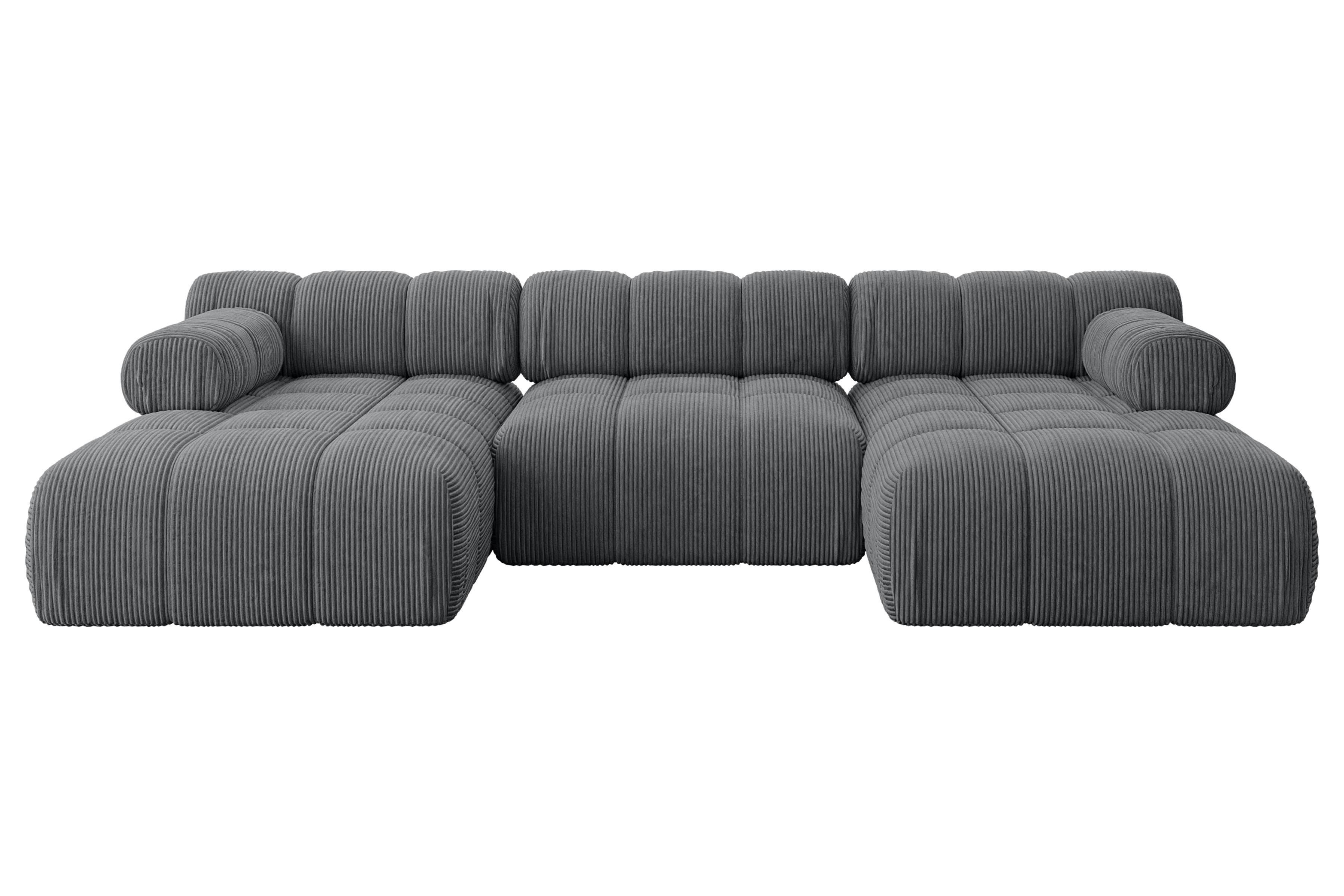 Wohnli Möbelsuche - WOHNLANDSCHAFT modulares Sofa Tesso-U1 - 285x160x70 cm Dunkelgrau Cord