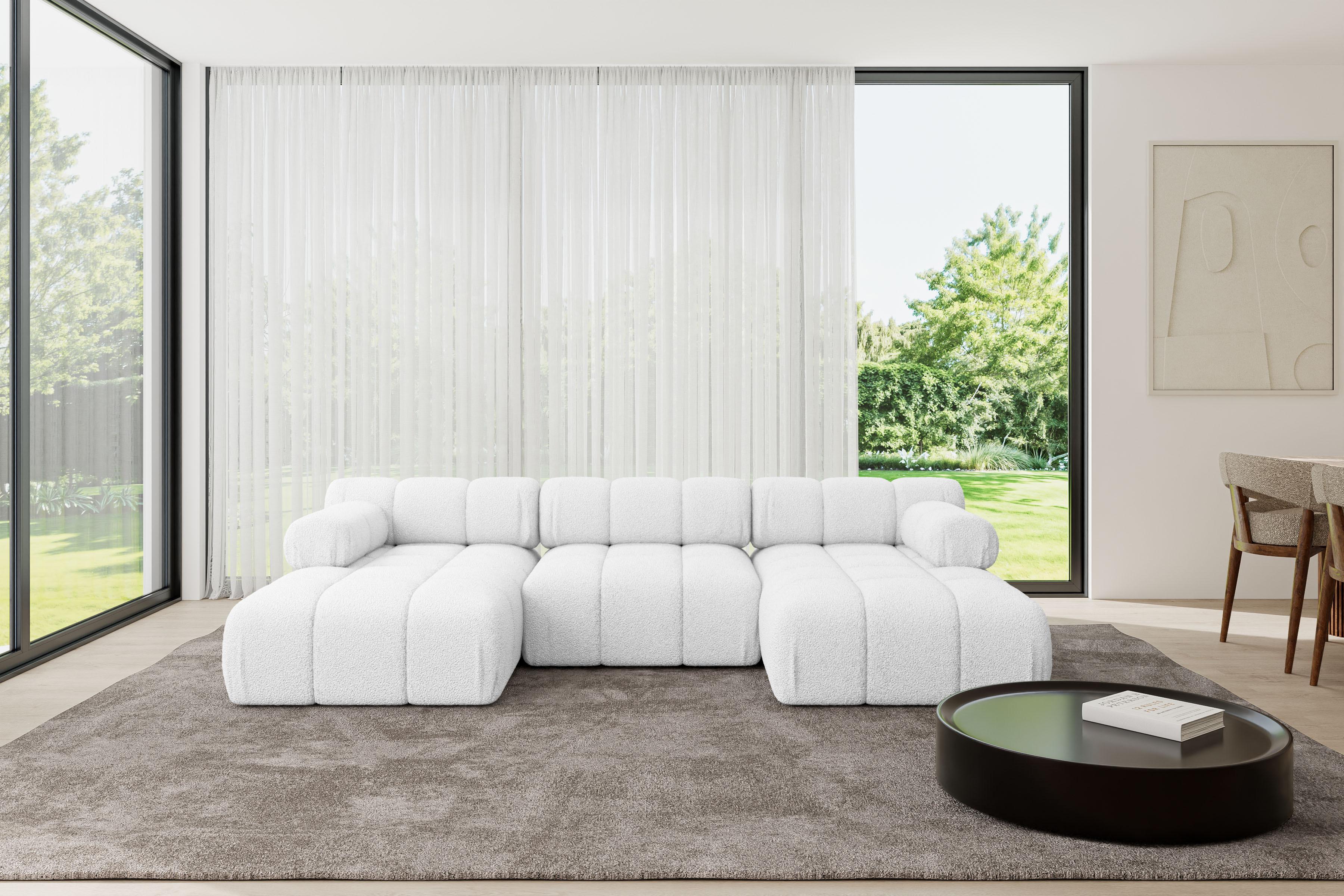 wohnli-moebel-suche-800001328101-1 WOHNLANDSCHAFT modulares Sofa Tesso-U1 - 285x160x70 cm Weiß Bouclé Textil ALTDECOR Möbel > Sofas & Couches > Wohnlandschaften > Wohnlandschaften U-Form Weiß