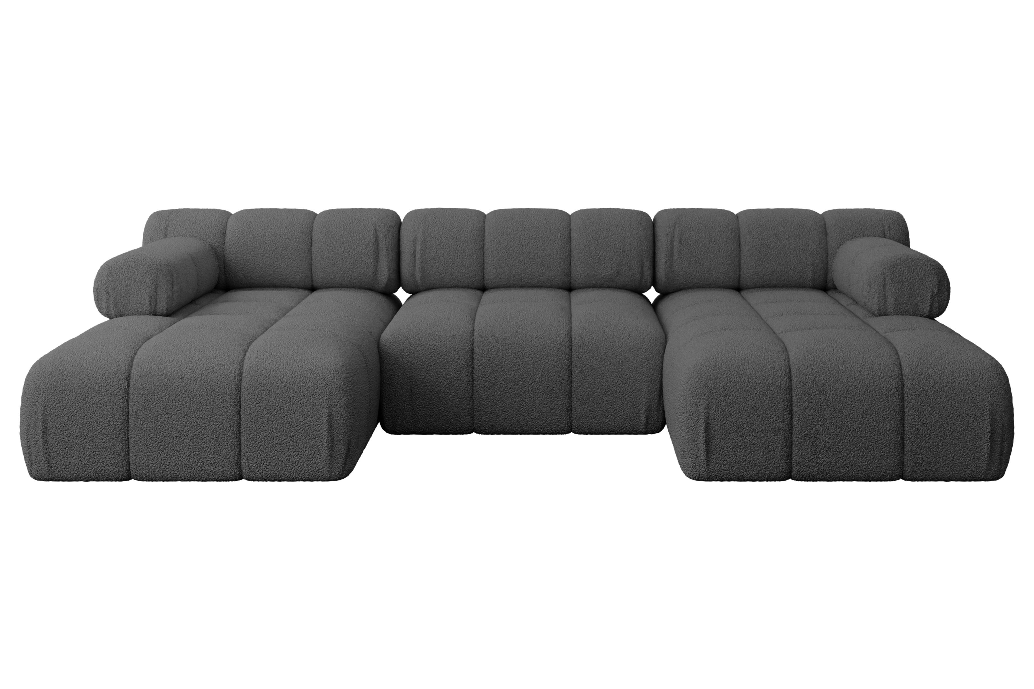 Wohnli Möbelsuche - WOHNLANDSCHAFT modulares Sofa Tesso-U1 - 285x160x70 cm Grau Bouclé
