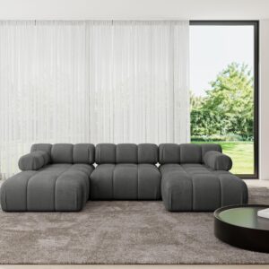 wohnli-moebel-suche-800001328105-1 WOHNLANDSCHAFT modulares Sofa Tesso-U1 - 285x160x70 cm Dunkelgrau Velours Textil ALTDECOR Möbel > Sofas & Couches > Wohnlandschaften > Wohnlandschaften U-Form Grau