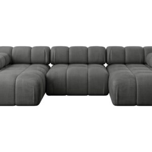 Wohnli Möbelsuche - WOHNLANDSCHAFT modulares Sofa Tesso-U1 - 285x160x70 cm Dunkelgrau Velours