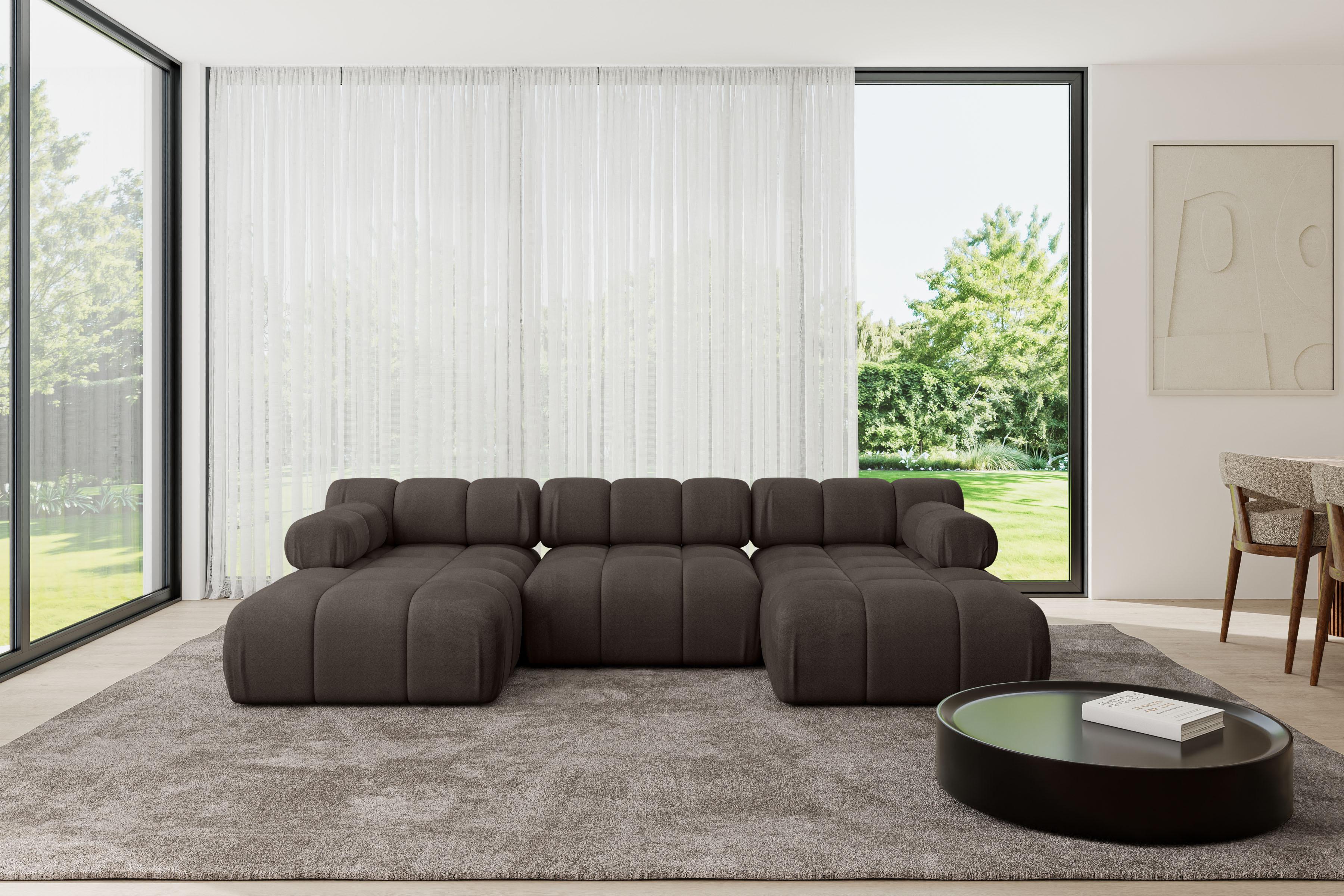 WOHNLANDSCHAFT modulares Sofa Tesso-U1 - 285x160x70 cm Braun Velours Textil ALTDECOR Möbel > Sofas & Couches > Wohnlandschaften > Wohnlandschaften U-Form Braun