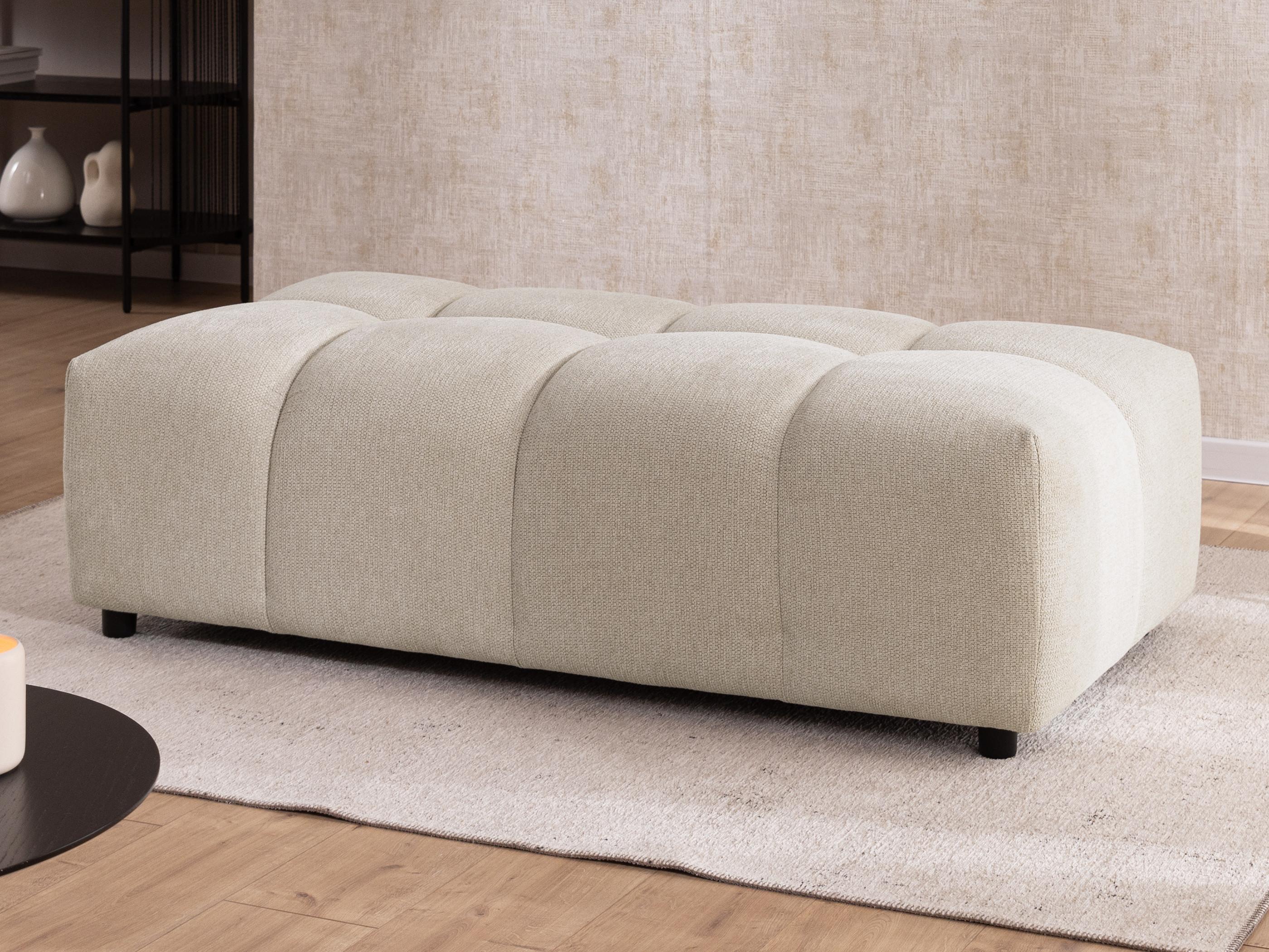 wohnli-moebel-suche-800001331796-1 HOCKER Bubble mit Sitzfläche in Bubble-Optik aus weichem Hellbeige Strukturstoff mit schöner Sitzkomfort Textil S-Style Möbel Möbel > Sessel > Hocker Beige