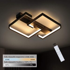 wohnli-moebel-suche-800001332447-1 LED DECKENLEUCHTE Quenbyra 41/34/5 cm Deckenlampe Metall ZMH Lampen & Leuchten > LED-Leuchten > LED-Deckenleuchten Schwarz