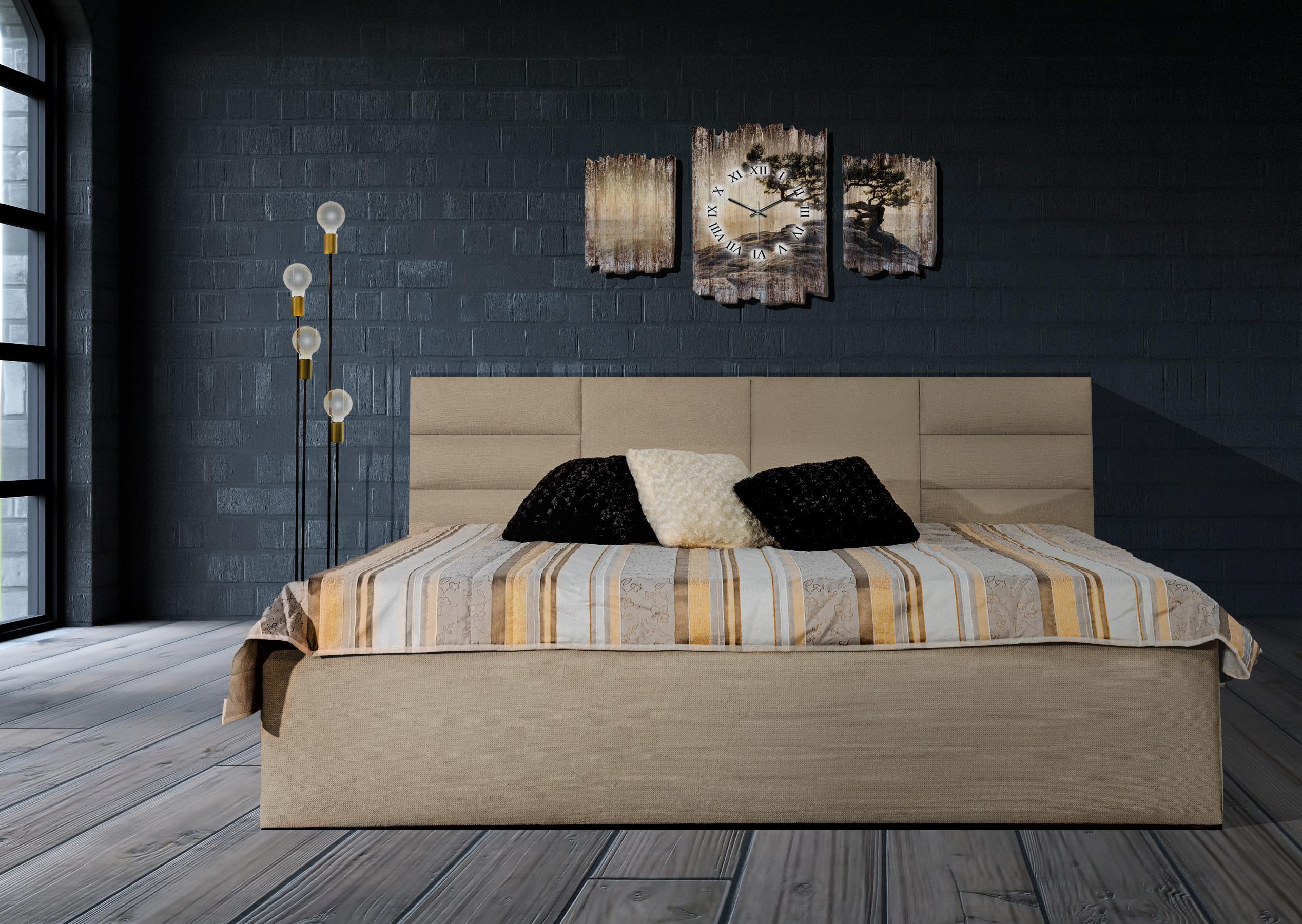 wohnli-moebel-suche-800001332635-1 POLSTERBETT Madera Beige 140 x 200 x 40 cm Stauraum unter der Liegefläche Ohne Matratze und Lattenrost Textil Halmon Schlafkomfort Betten Möbel > Betten > Polsterbetten Beige