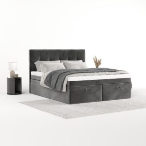 wohnli-moebel-suche-800001334839-1 BOXBETT Arivo 140/200 cm Grau im Kronos Stoff Textil AltaBeds Möbel > Betten > Boxspringbetten Grau