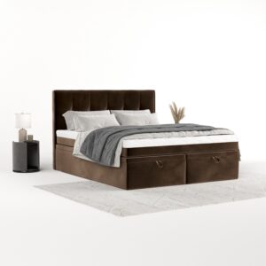 BOXBETT Arivo 140/200 cm Braun im Kronos Stoff Textil AltaBeds Möbel > Betten > Boxspringbetten Braun