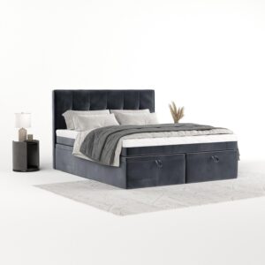 BOXBETT Arivo 140/200 cm Dunkelgrau im Kronos Stoff Textil AltaBeds Möbel > Betten > Boxspringbetten Grau