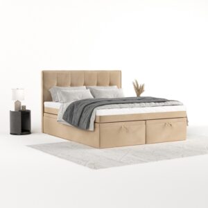 BOXBETT Arivo 160/200 cm Beige im Kronos Stoff Textil AltaBeds Möbel > Betten > Boxspringbetten Beige