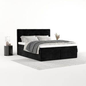 BOXBETT Arivo 140/200 cm Schwarz im Kronos Stoff Textil AltaBeds Möbel > Betten > Boxspringbetten Schwarz