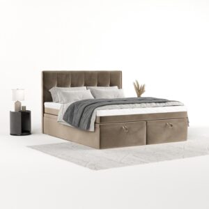 BOXBETT Arivo 140/200 cm Taupe im Paros Stoff Textil AltaBeds Möbel > Betten > Boxspringbetten Taupe