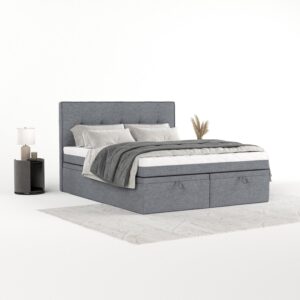 wohnli-moebel-suche-800001334895-1 BOXBETT Arivo 160/200 cm Grau im Neve Stoff Textil AltaBeds Möbel > Betten > Boxspringbetten Grau