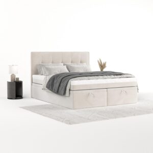 wohnli-moebel-suche-800001334926-1 BOXBETT Arivo 140/200 cm Creme im Paros Stoff Textil AltaBeds Möbel > Betten > Boxspringbetten Weiß